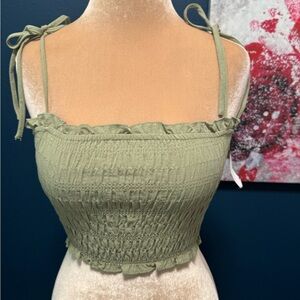 Blu Pepper Green Smocked Ruffled Tube Top